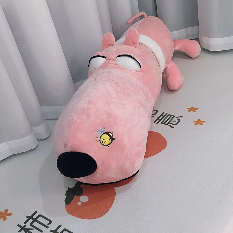 

Cute Pink Hippopotamus Sleeping Long Plush Toy Doll Bed Doll Leg Clamp Sand Carving Birthday Gift for Girls