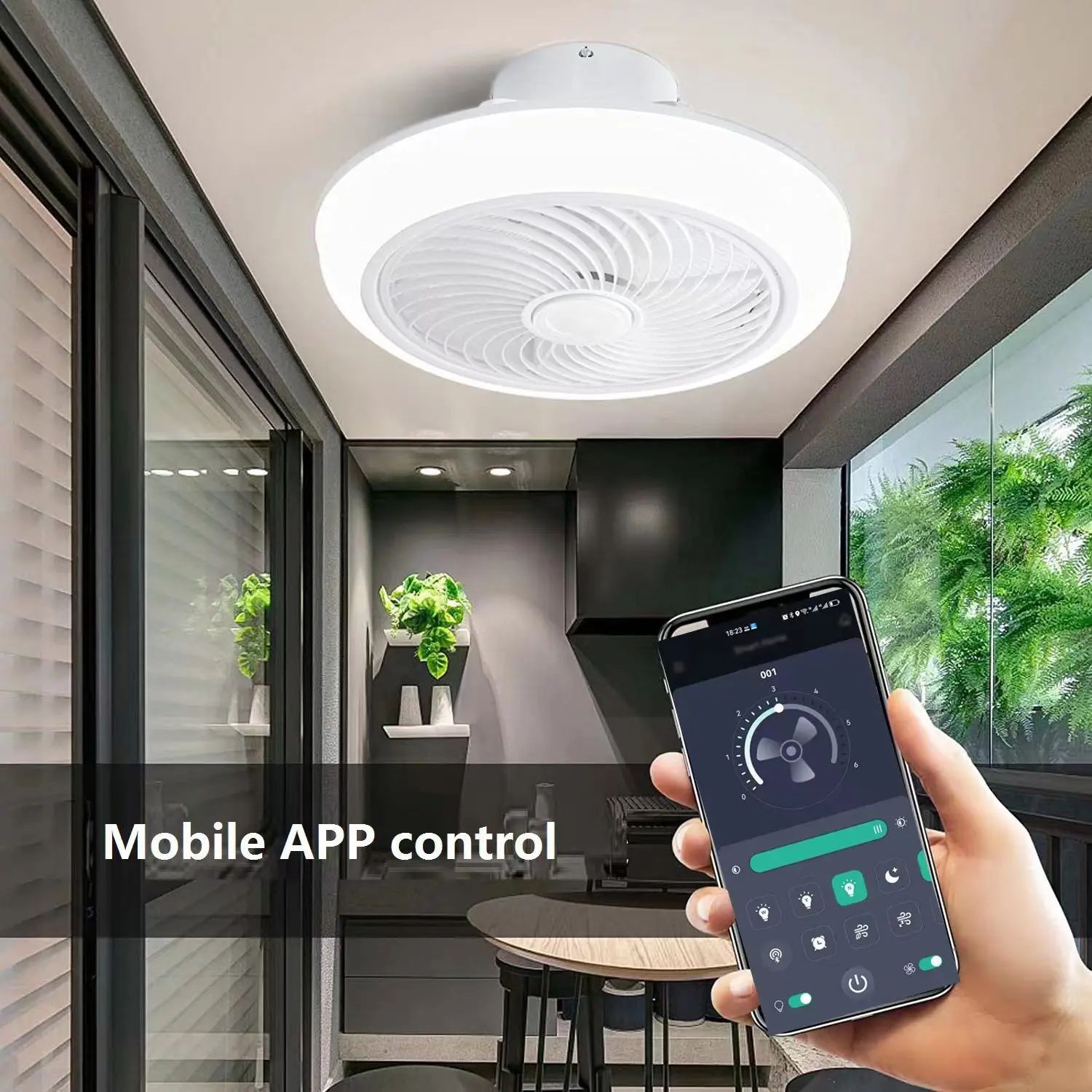 Smart Silent LED Ceiling Fan Light Living Room Bedroom Electric Fan 6-speed Remote Control APP Dimming Fan Lamp Home Decor Ligh