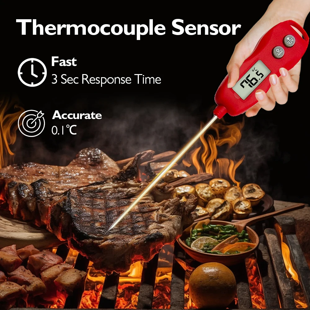 WENMEICE Digital Cooking Kitchen Meat Food Thermometer Instant Read Meat BBQ Thermometer for Fry Candy Milk Coffee Baking