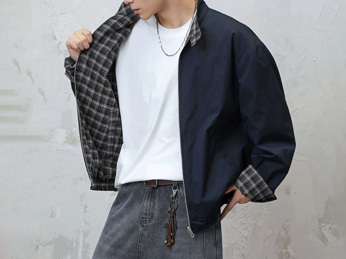 Plaid Double-sided Jacket 2026 Spring and Autumn High Street Loose Tooling Casual Jacket