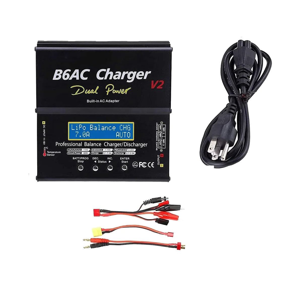 

Aircraft Model B6 Charger Black IMAX B6AC V2 80W 7A Smart Balance Charger Lithium Battery NiMH US Plug