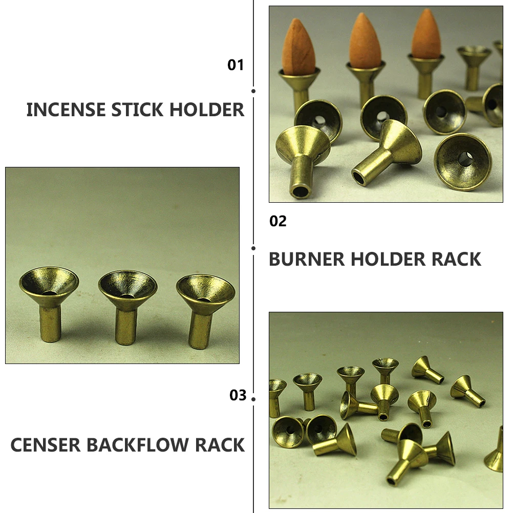 

12 Pcs Incense Head Base Frame Decoration Censer Reverse Backflow Rack Cone Burner Metal Vintage Stand Man Holders Filter