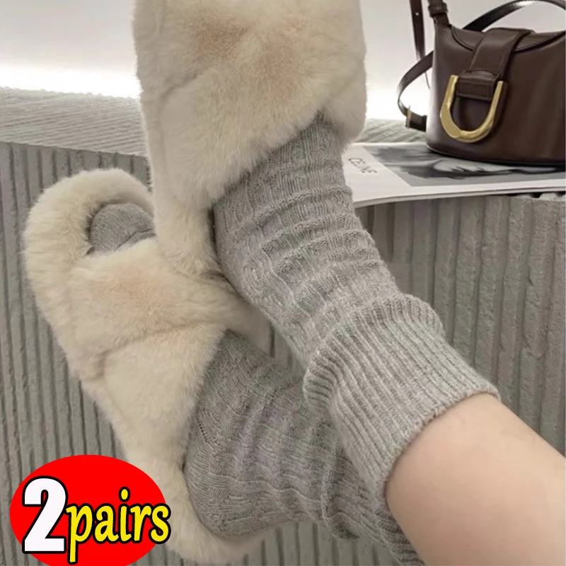 

Winter Cashmere Wool for Woman Socks Solid Japanese Style Harajuku Retro Long Socks Women Girls Thermal Streetwear Crew Sock