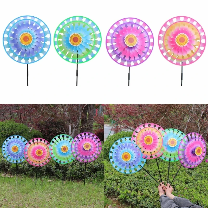 

Flower Windmill Garden Yard Decors Double Layer Flower Windmill Colourful