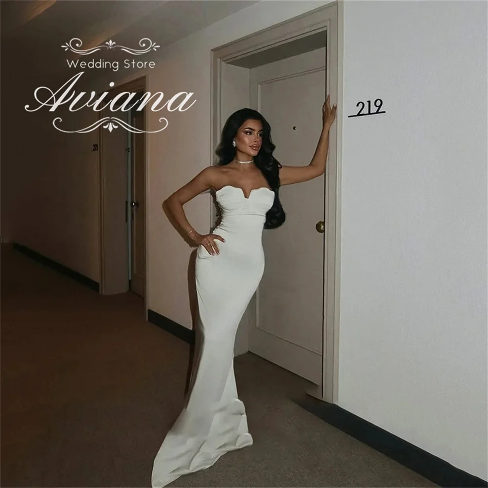 Aviana Customized Sweetheart Elegant Ruffles Mermaid Wedding Dress Sweep Train Sleeveless New Design Charming Unique Classic