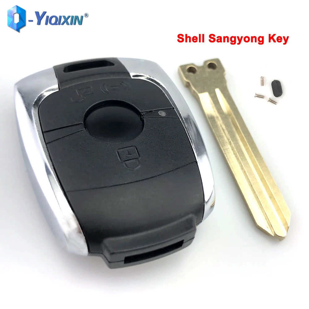 

YIQIXIN 2 Button Remote Key Shell For SsangYong Korando Kyron Actyon Rexton Smart Control Replacement Cover Fob Case Uncut Blade