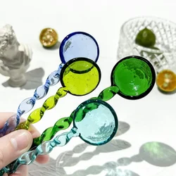 Glass Coffee Scoops with Long Handle Colorful and Cute Teaspoon Kitchen Accessories Coffeeware