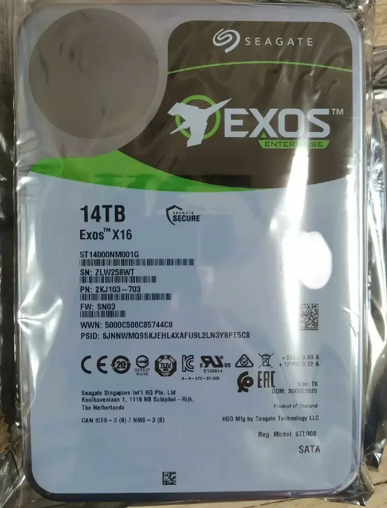 DLA Seagate Exos X16 ST14000nm001G 14TB 7200RPM 256MB 3.5 "SATA Hard Drive -