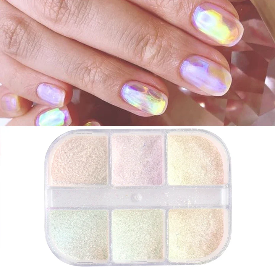 1Set Pearl Shimmer Nail Pigment Dipping Powder Glitter Mermaid Effect Shell Chrome Nail Art Dust Reflective Polish Decor JIZGF-1