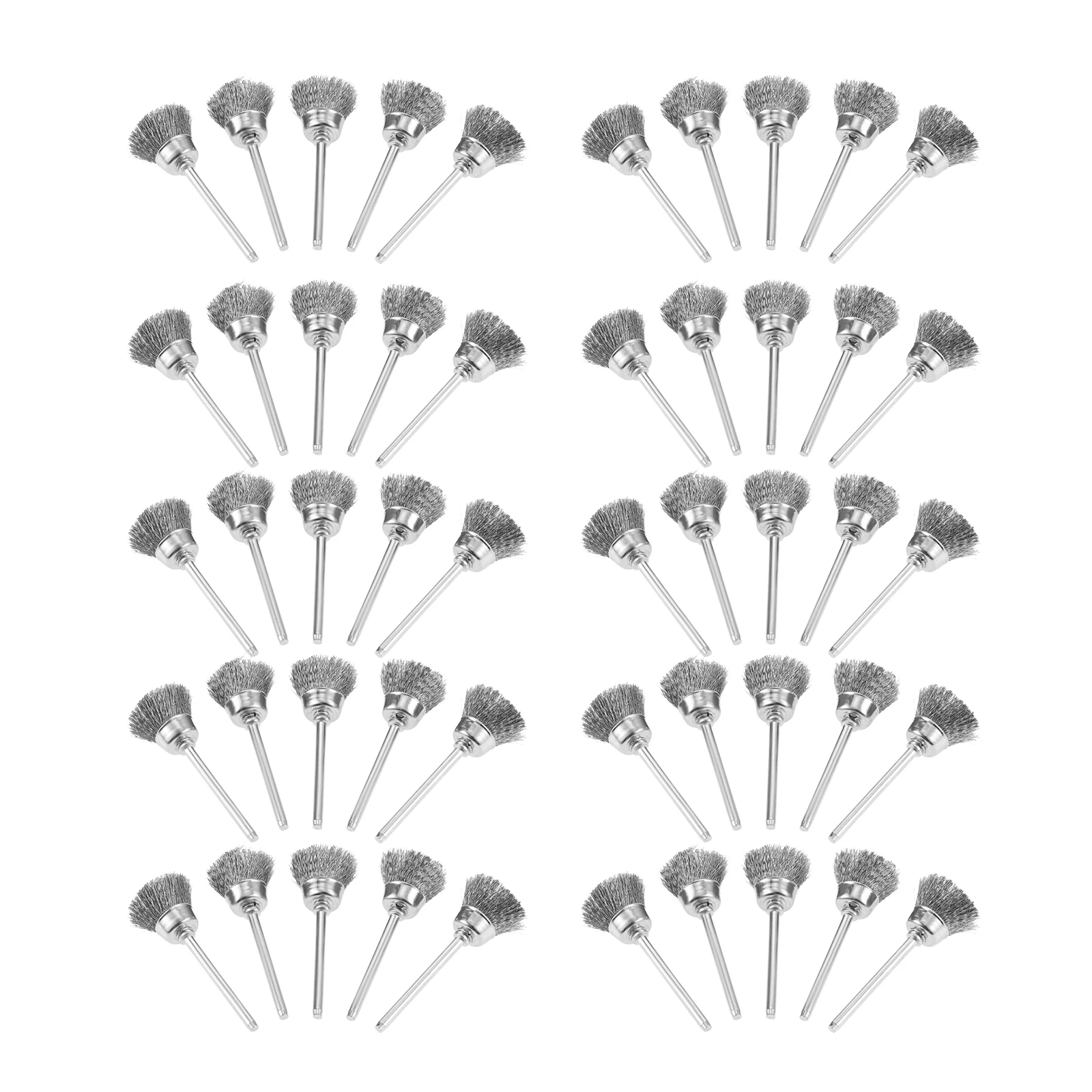 

50 шт., 15 мм, набор проволочных щеток в форме чаши, хвостовик из нержавеющей стали 1/8 дюйма для вращающихся инструментов для очистки сверлильного шлифовального станка, шлифования, полировки