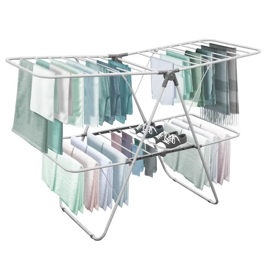 

Очень большая двухуровневая складная сушилка для одежды, для использования в помещении и на улице, не требует сборки