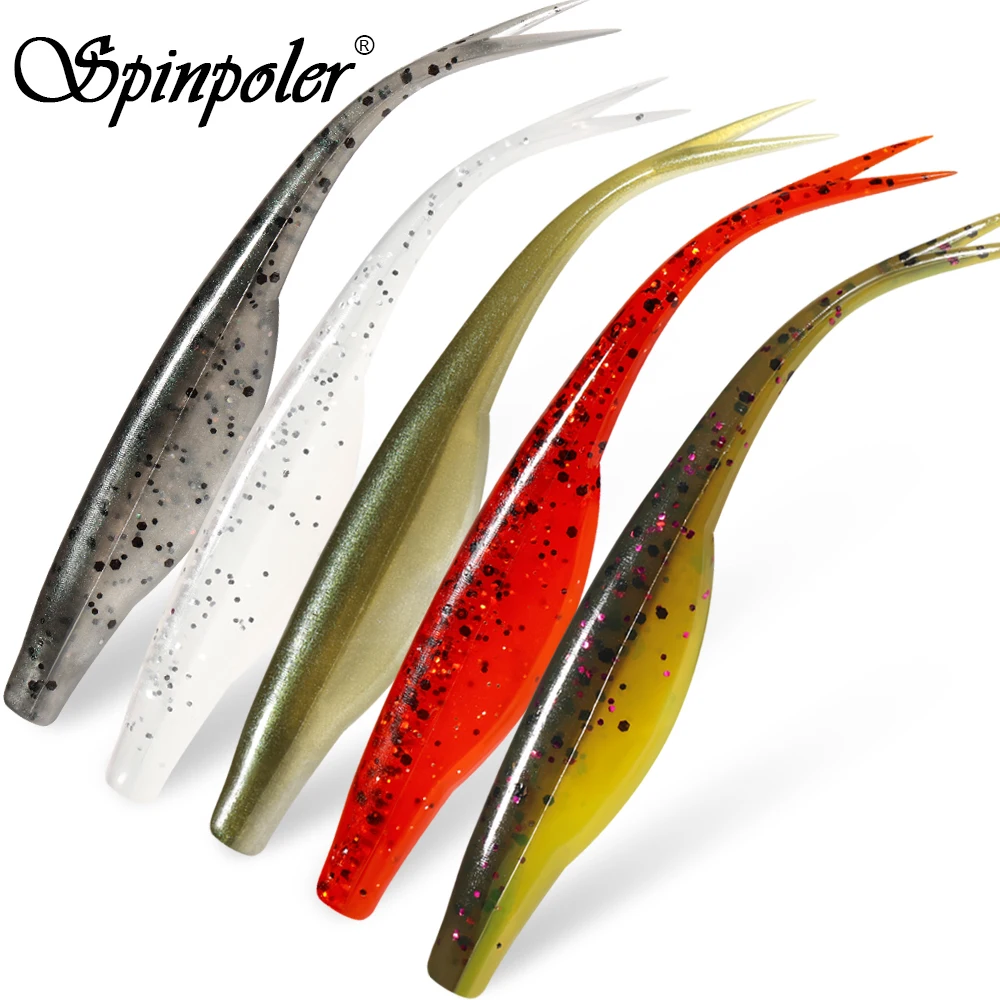 Spinpoler 10 peças Isca de Pesca Jerkbait de Plástico Macio Flutuante TPR com Cauda Dividida 7cm para Dropshot, Texas Rig e Carolina Rig