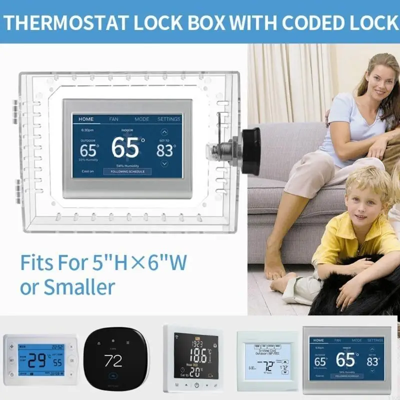 Transparent Thermostat Lock Box with Lock Set Ensures Temperature Control Safety Y4QC