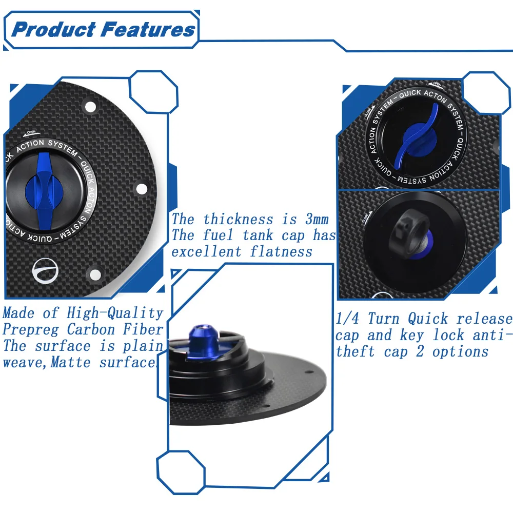 For BMW K1200R Sport K1300R K1200S K1300S 2007-2015 Carbon Fiber Keyless Fuel Tank Cap Motorcycle Gas Oil Plug Quick Action Cap - view 3