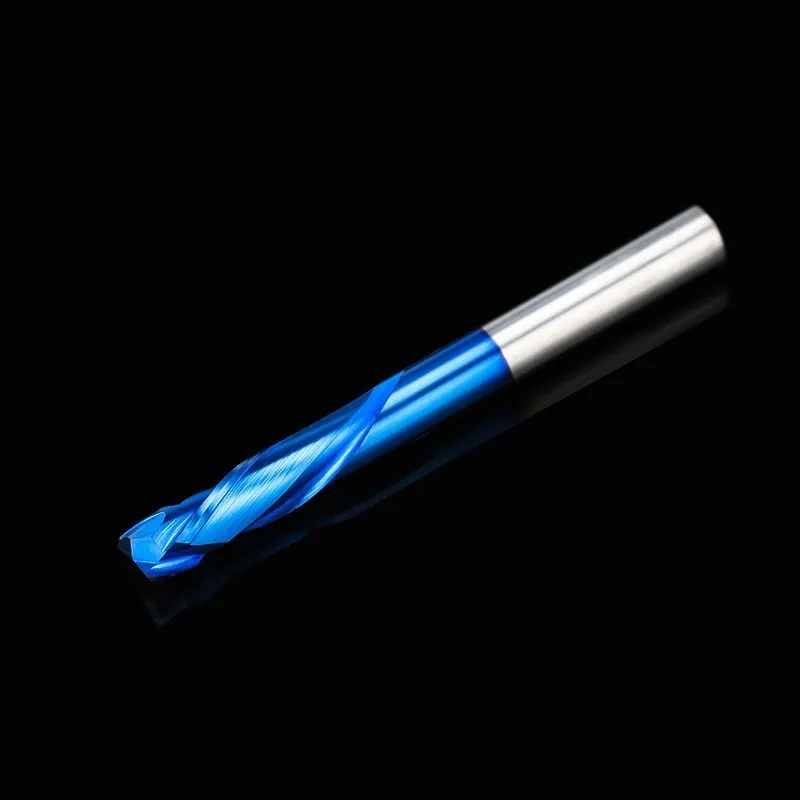 End Mill 3.175/4/5/6/6.35/8/10mm Shank Compression Milling Cutter 2 Flute CNC Router Bits Carbide Nano Blue Coated Milling Tools