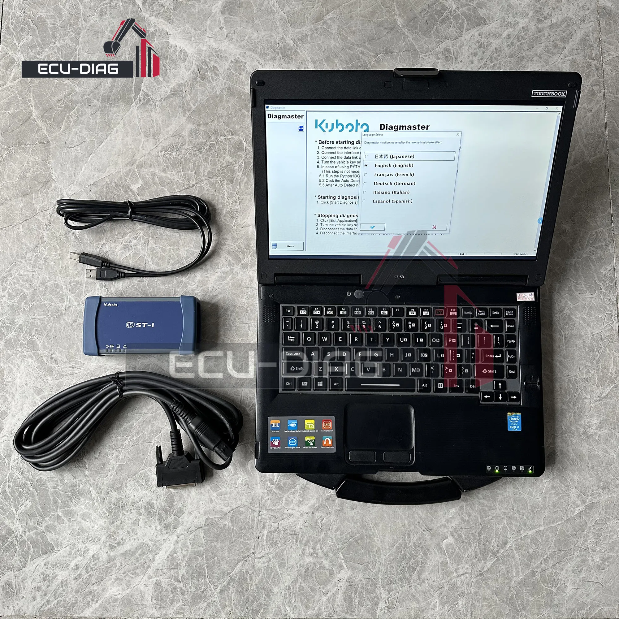 

Оригинальный новый сверхмощный сканер Dst-i для KUBOTA Denso для диагностического инструмента Takeuchi и HINO с программным обеспечением Diagmaster DX