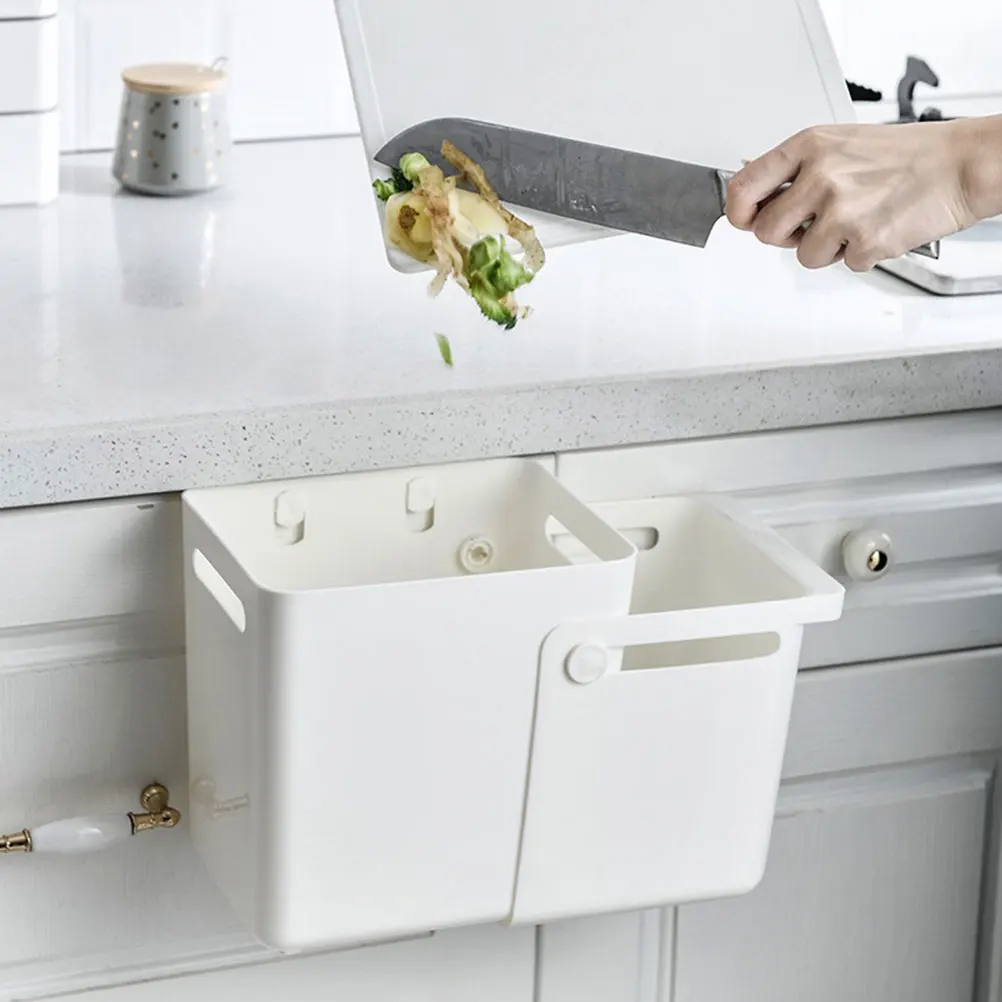

Junk Case Wall-mounted Trash Can Bin for Kitchen Desk Portable White Small Waste Basket Office