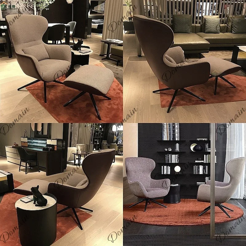 Modern Luxury High Back Swivel Accent Chair, Fabric & Leather Single Sofa for Living Room Bedroom