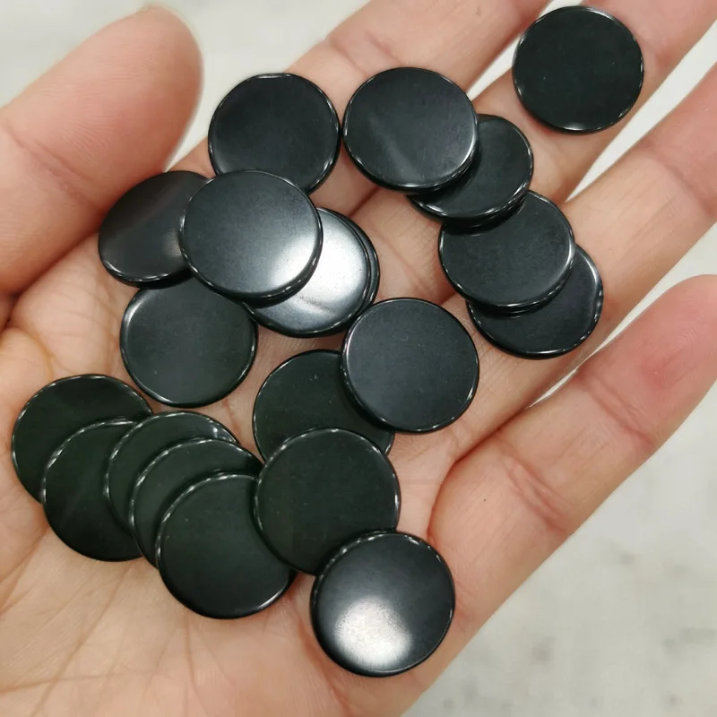 Fashion good quality Natural Obsidian stone 16mm Double flat round cabochon 12PC Ring Earring necklace Accessories