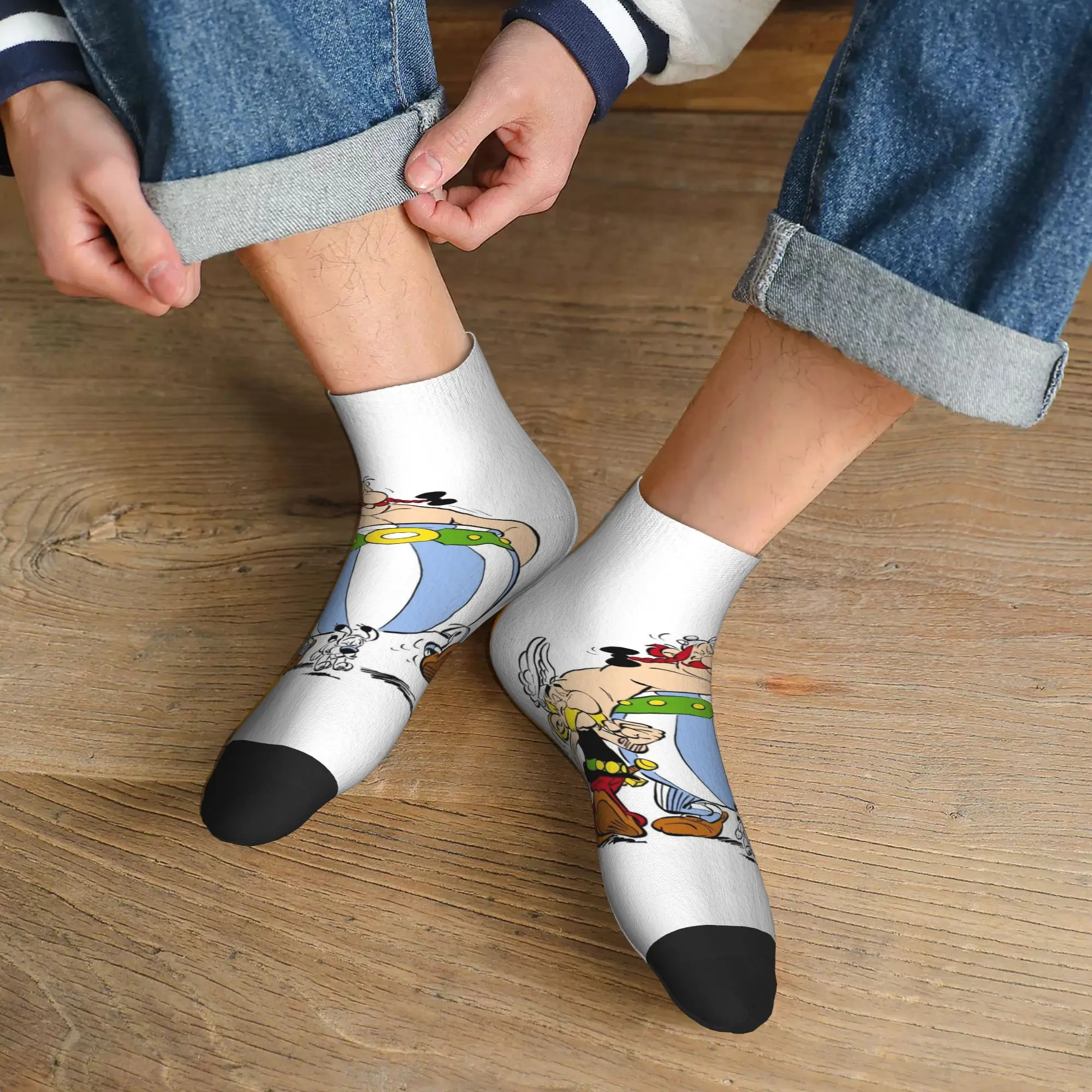 

Всесезонные носки Астерикс и Обеликс 1, Harajuku, впитывающие пот носки, модные чулки для мужчин и женщин, рождественские подарки