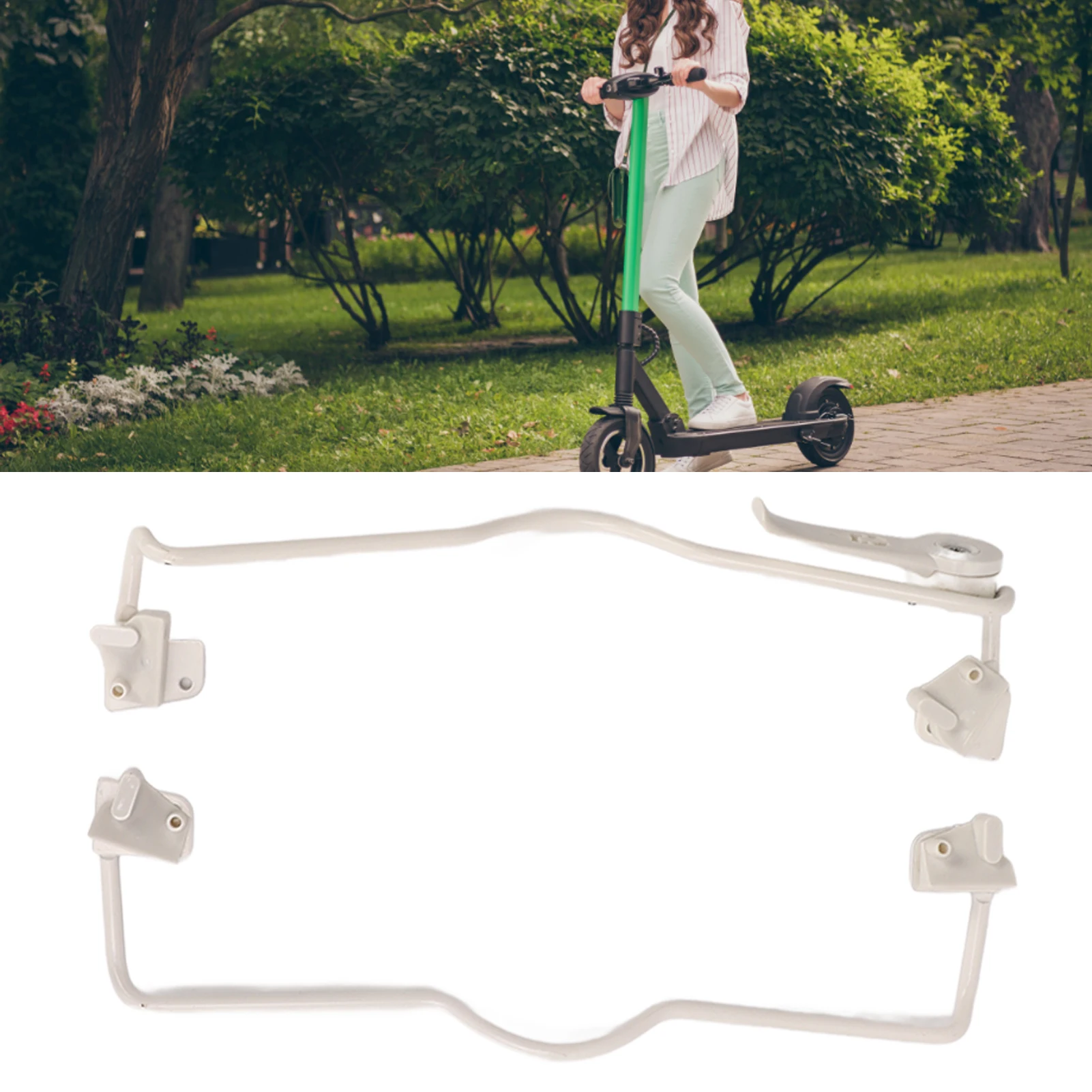 White Electric Scooter Guard Frame With Foot Brace Stainless Steel Scooter Protection Bracket Electric Scooter Accessories