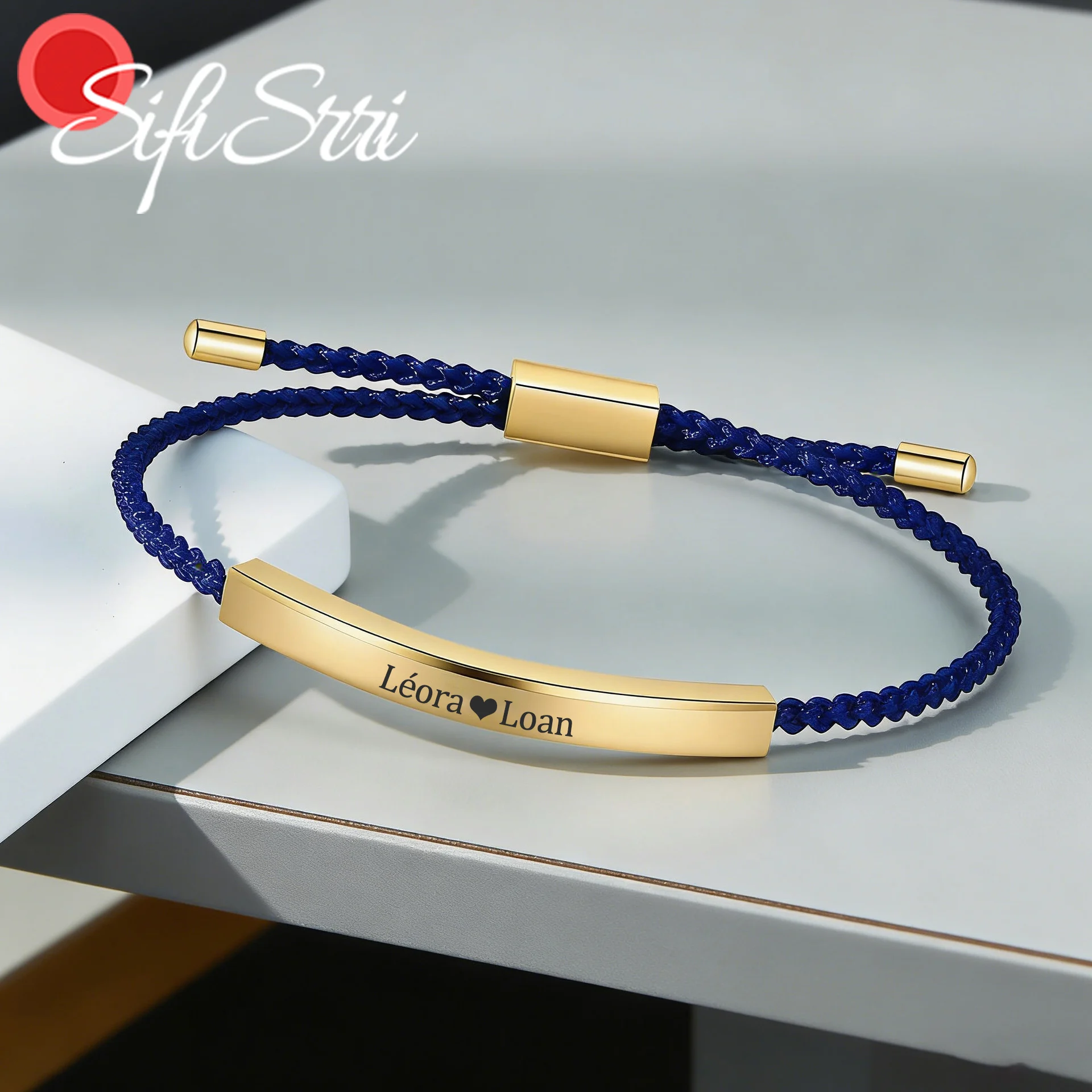 Sifisrri Engrave Name Bracelet For Women Adjustable Color Braided Rope Chain Stainless Steel Jewelry Personalized Birthday Gift