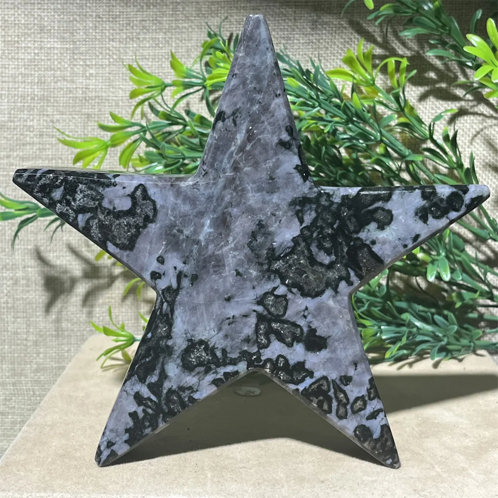 Natural Crystal Star Indigo Gabbro Carving Stone Decoration Quartz Crystal Reiki High Quality Beauty Healing Minerals