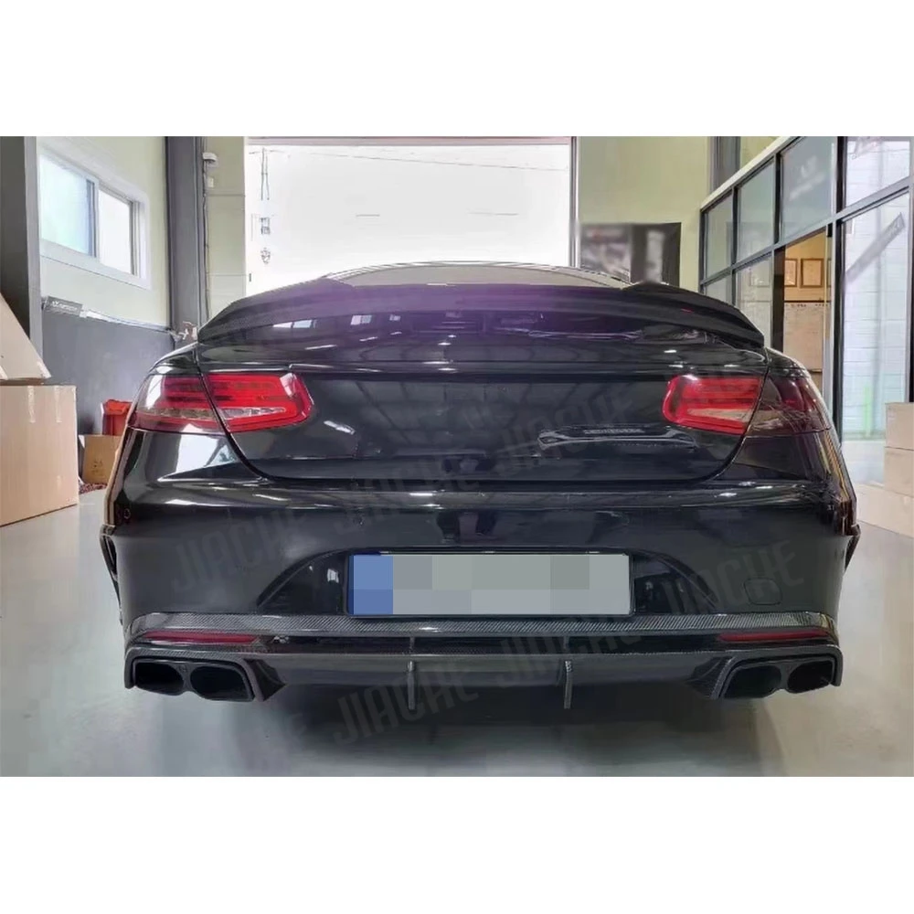 For Benz S Class W217 C217 S63 S65 AMG Coupe 2014-2019 Carbon Fiber Rear Diffuser Lip Spoiler Bumper Guard FRP