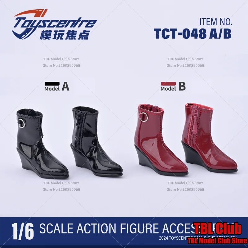 

TCT-048B TCT-049B 1/6 Scale Female Shoes Bright Pointed Thick Heeled Short Boots For 12-inch Action Figure Soldier Mini Toys