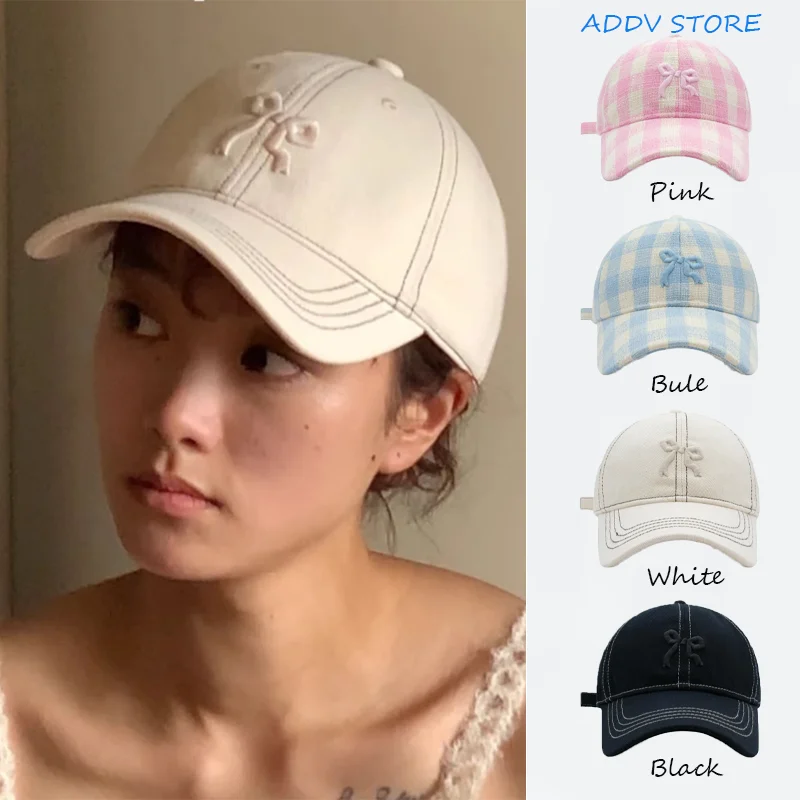 

Cute Butterfly Embroidery Plaid Bucket Hat for Women Spring New Sun Hat with Duck Tongue Visor Fashionable Baseball Cap