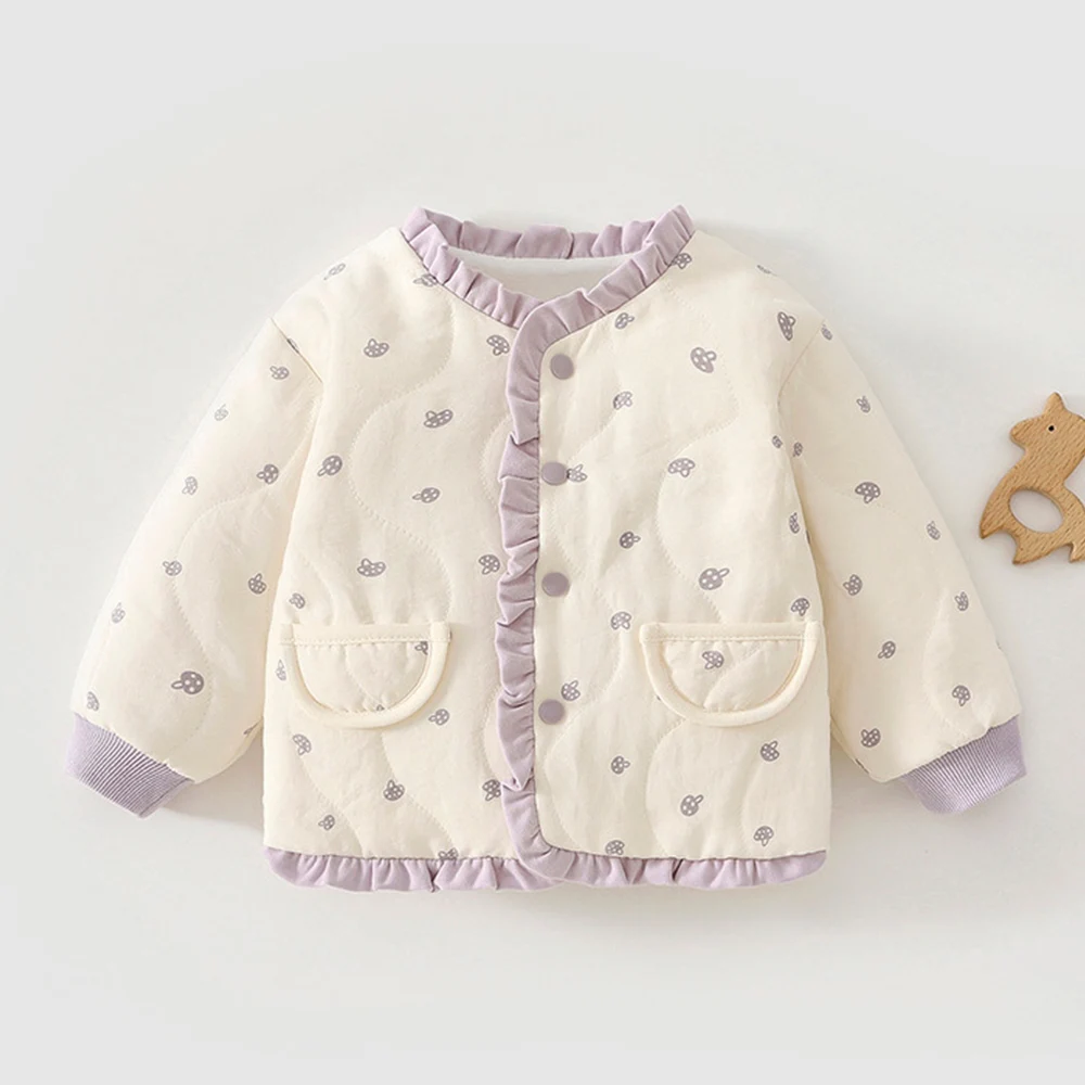 

Baby Winter Coats For Girls Quited Thicken Warm Infant Outerwear Clothing Ruffles Fashion Christmas Baby Jackets