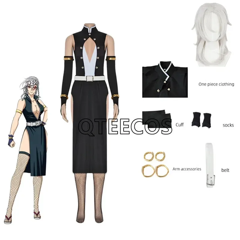 

Bilibili Demon Slayer Uzui Tengen Cosplay Dress Woman V-Neck Sexy Uniform Anime Halloween Outfits For Adult With Mesh Stockings