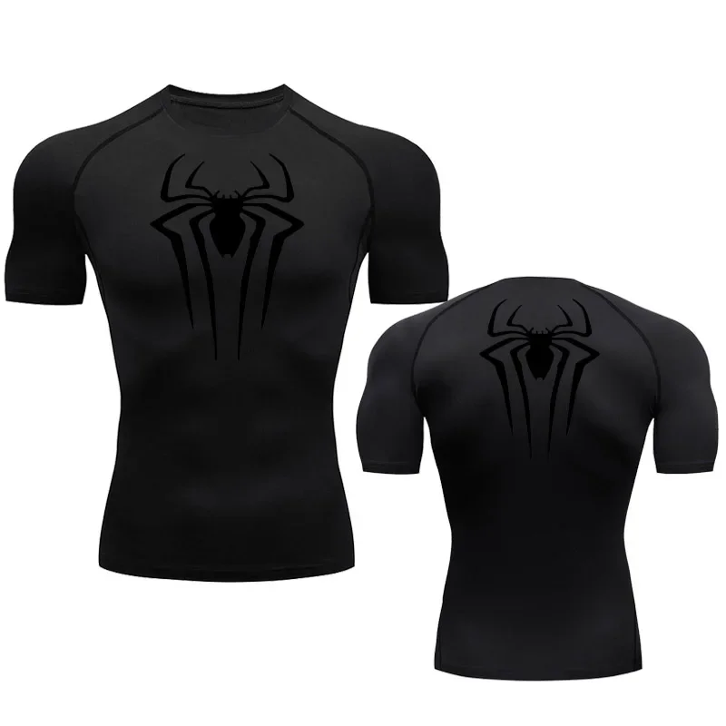 2024 Summer Men\'s T-Shirt Short Sleeve Compression Shirt Quick Dry Breathable Fitness Top Sports Black Sportswear Short T-shirt