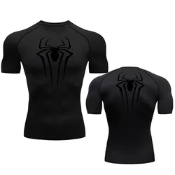 2024 Summer Men's T-Shirt Short Sleeve Compression Shirt Quick Dry Breathable Fitness Top Sports Black Sportswear Short T-shirt