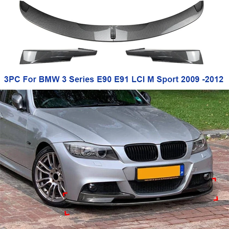 

3 шт. для BMW 3 серии E90 E91 LCI M Sport 2009 -2012, автомобильный нижний передний бампер, спойлер, диффузор, разветвители, защитная крышка