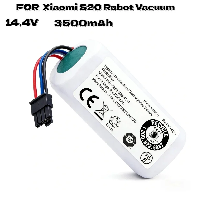

14.4V 6800mAh High Performance Li-ion Battery – Aleaivy Replacement for Xiaomi S20 Robot Vacuum Cleaner Long Lasting Power