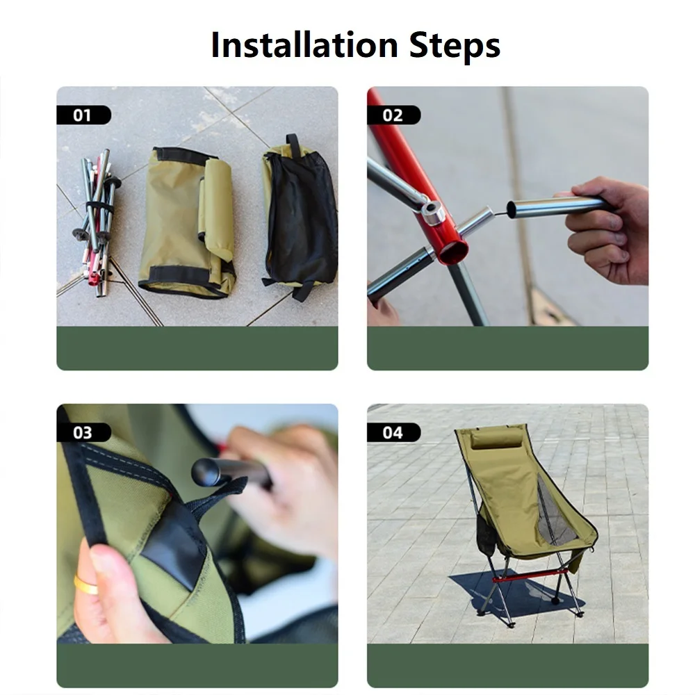 Outdoor Folding Chair Ultralight Aluminiu Alloy Camping Chair Upgraded Moon Chair Fishing Chair Beach Garden BBQ Chair view 6