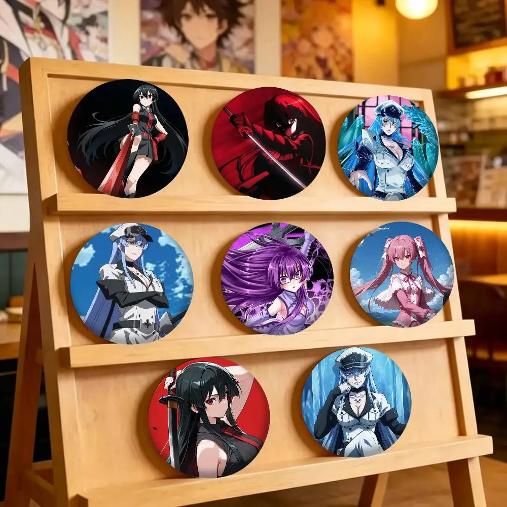 Hot Anime A-Akame ga Kill 25 32 44 58 75mm Badges Personalized Round Brooches Pins Accessory Gift