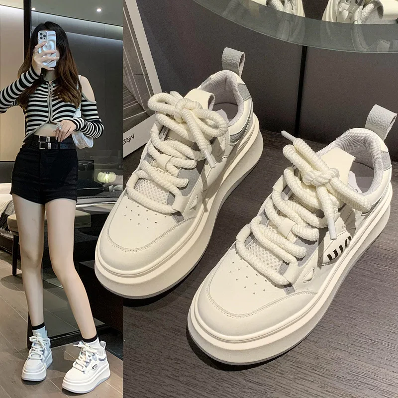 

Lightweight Casual Shoes for Women2023 New Versatile Leather Patch Small White Shoes Autumn Soft Sole Student Sports Shoe Trend