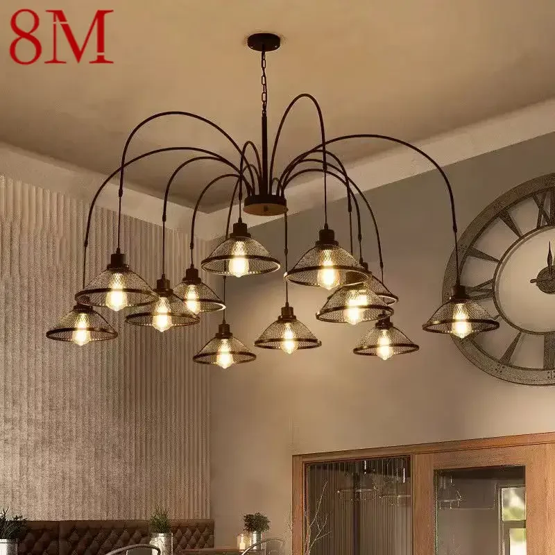 8M Industrial Wind Pendent Lamp American Retro Living Room Restaurant Loft Clothing Store Cafe Bar Box Homestay Chandelier