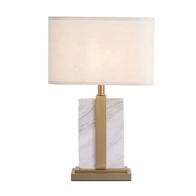 Minimalist Square Marble Table Light Creative LED Desk Lamp for Home Living Room Black and White Marble Table Lamp E27