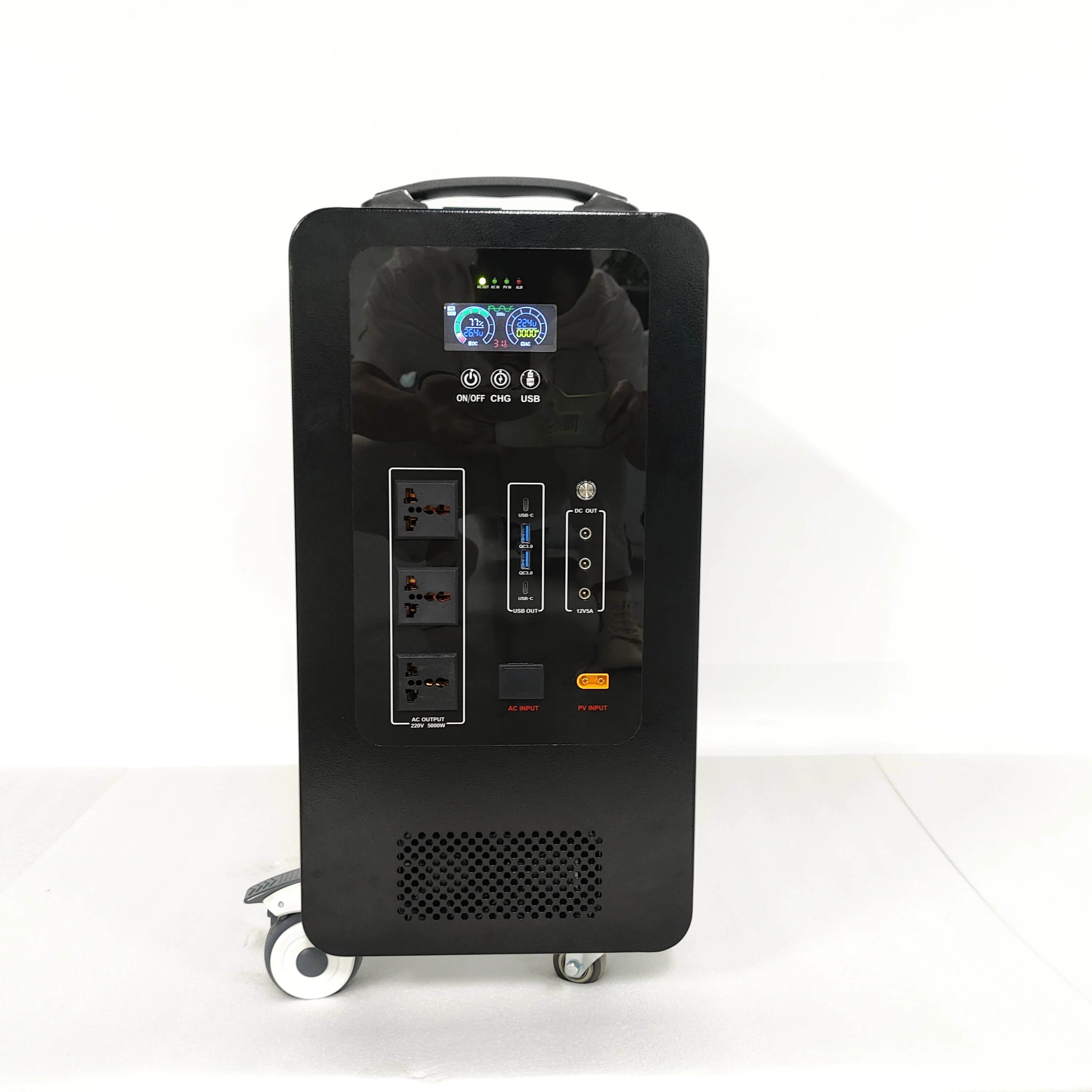 Portable 3000 watt lithium-ion 3072Wh power station with solar panel and pure sine wave inverter
