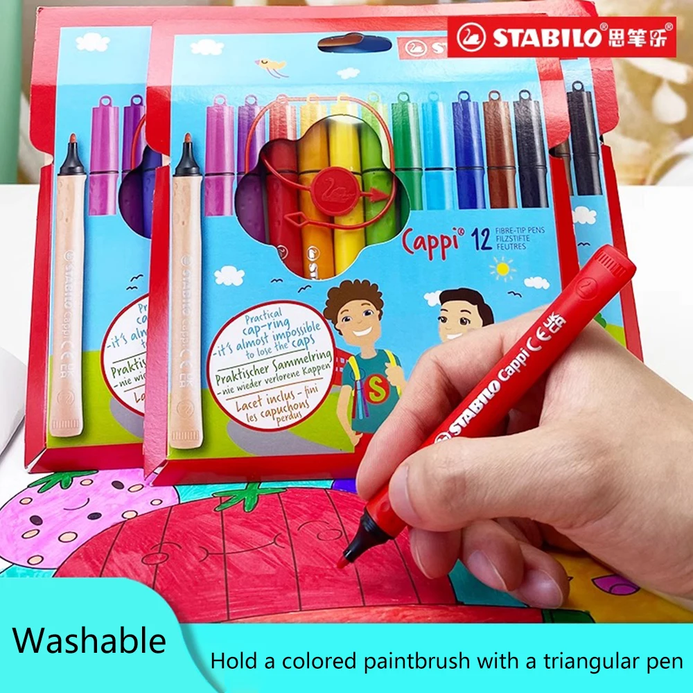

Stabilo 12/18/24 Colors/set Water Color Pen Painting Graffiti Washable Color Markers Markers Set Stationery Preschool Specific