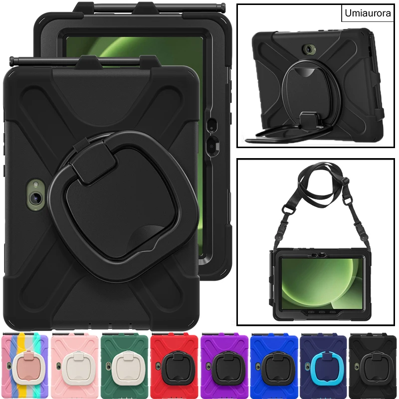 

For Samsung Tab Active 4 5 Pro 10.1 inch SM-T630 SM-X350 SM-T540 Heavy Duty Rugged Tablet Case Pull Ring Stand Shockproof Funda