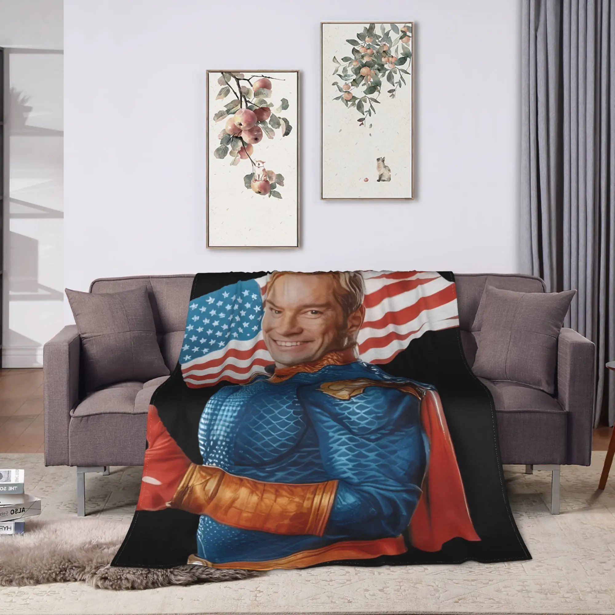 Homelander Blanket The Boys TV Warm Funny Plush Throw Blanket For Girls Boys Couch Chair Sofa Bed Flannel Bedspread Bed Cover