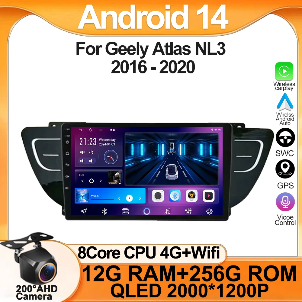 

Car Video Player For Geely Atlas NL3 2016 - 2020 Carplay Android auto Radio Intelligent System GPS Navigation Touch Screen RDS