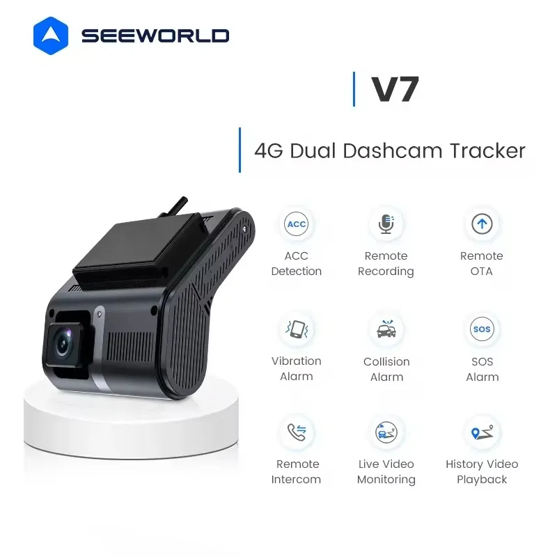 SEEWORLD V7 Front and Inside Mirror Dashcam Dual Lens Security Car Camera with GPS