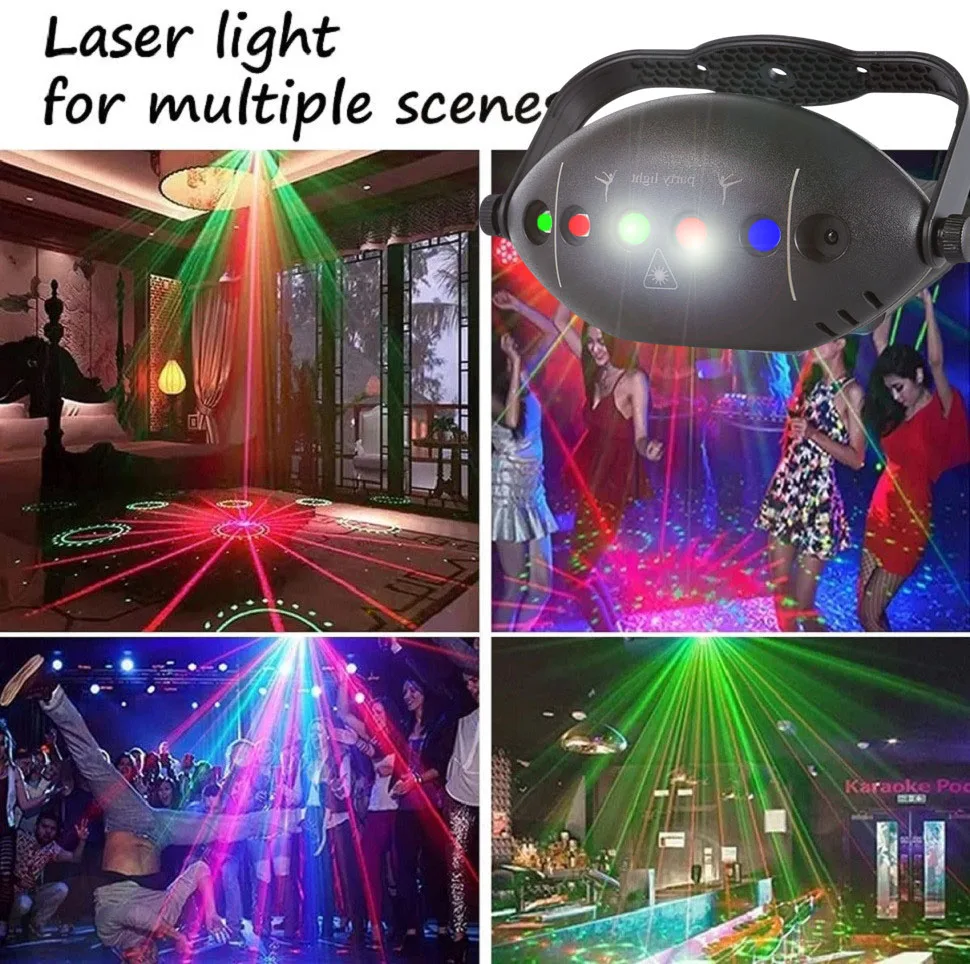 LED 72 Pattern Disco Lights Stage Light DJ Party Laser Light Projector Light Strobe Party Club Home Holiday Decoration Lights