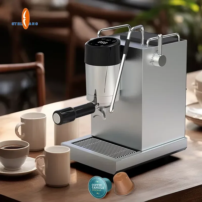 Commercial Electric Espresso Machine Semi Automatic Stainless Steel Shell Professional Hotel Coffee Maker for Business Use