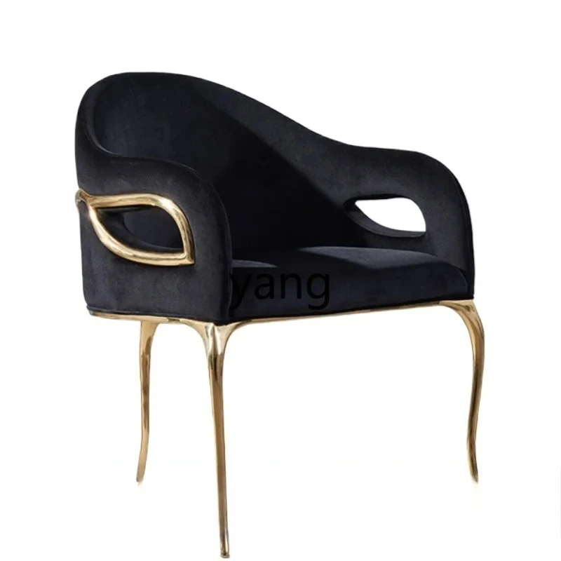 LTT Creative Bright Copper Tripod Leisure Chair Shaped Single Leather Couch Furniture